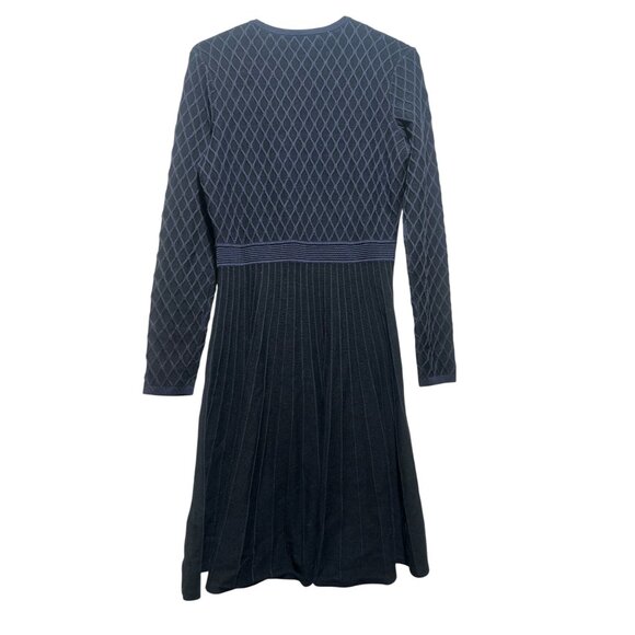 Sold Hugo Boss Wedressy Pleated Dress Size Medium Blue Silk Blend Long Sleeve - Picture 4 of 16